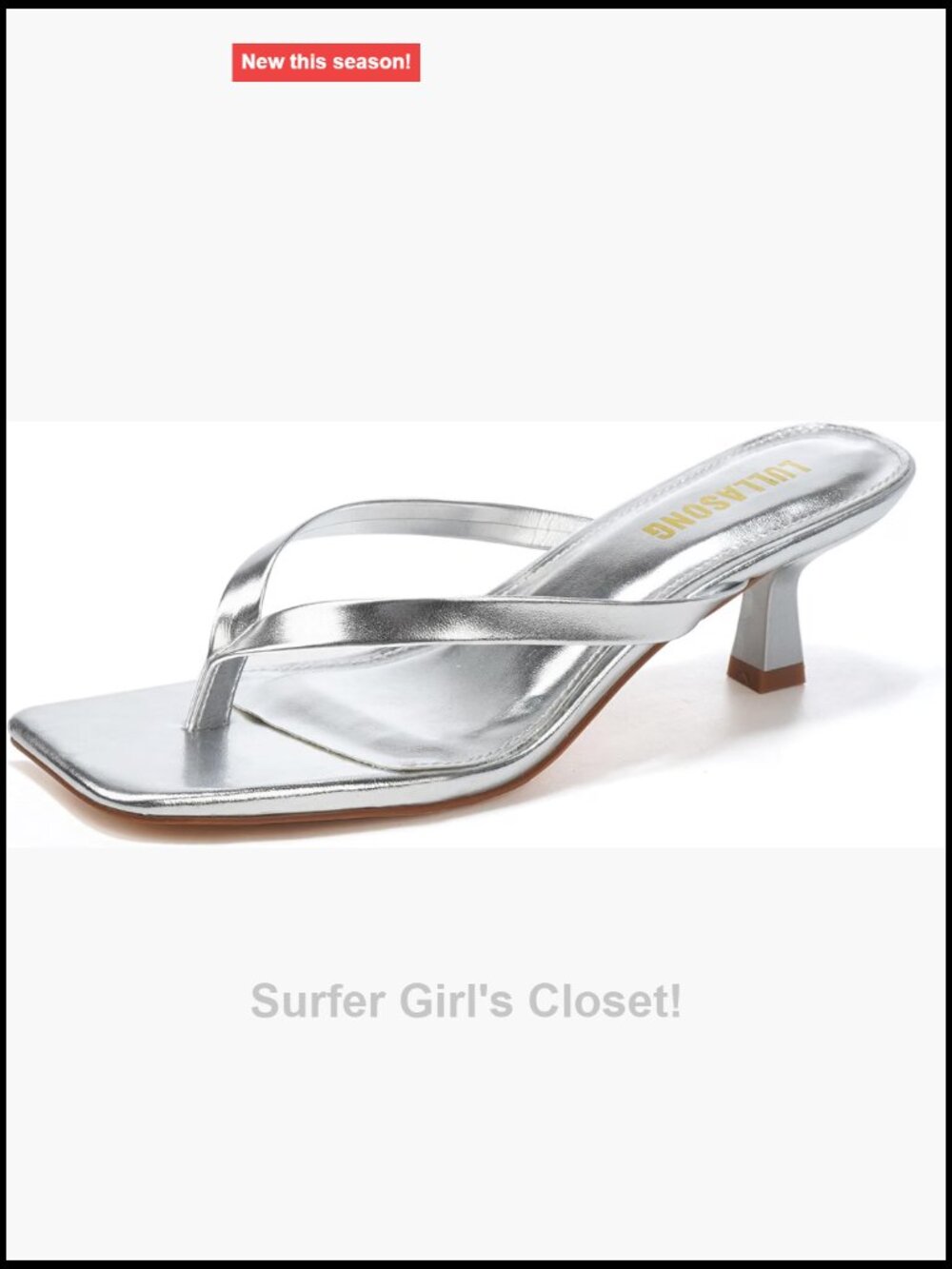 Kitten Heels Sandals Square Open Toe Flip Flop Heels 2 Inch PU Leather